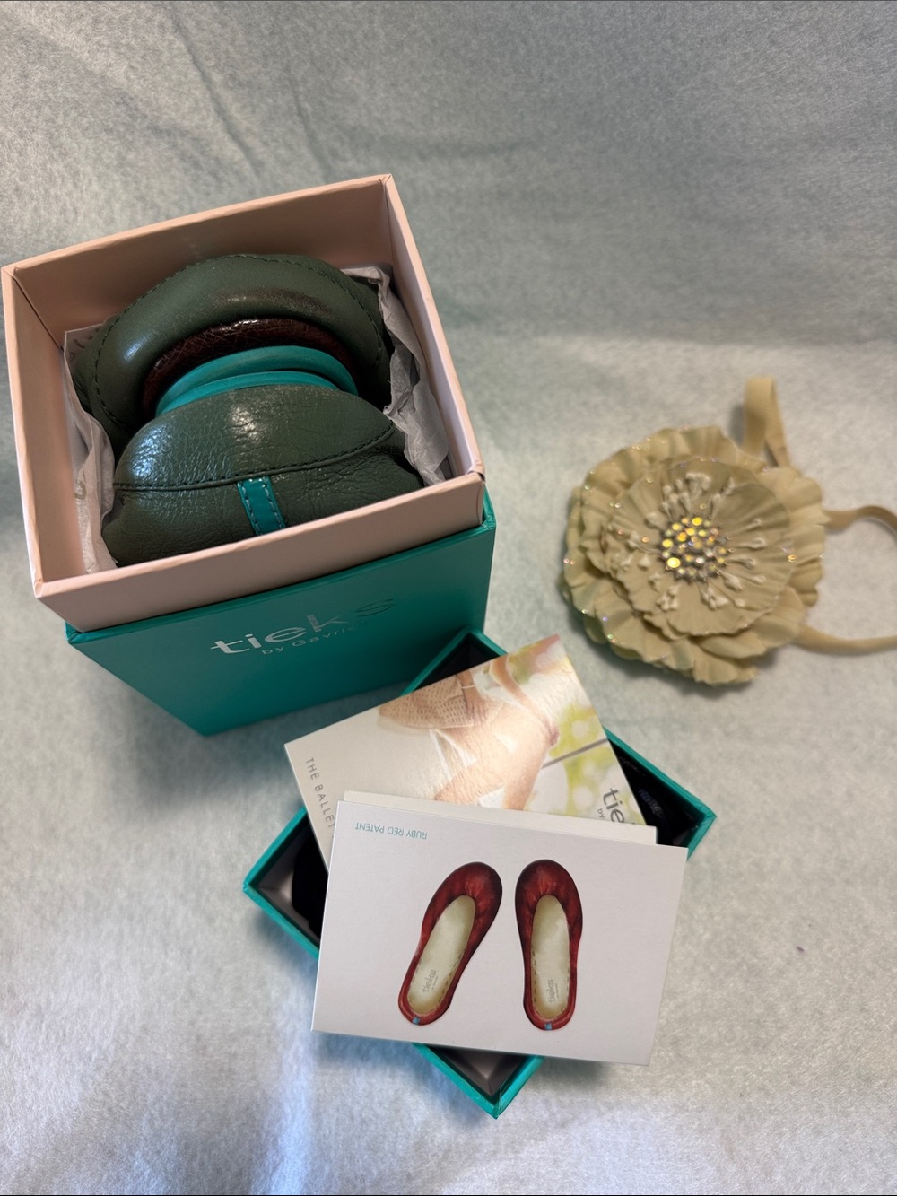 Tieks Pacific Green Leather Ballet Flats - Picture 7 of 7
